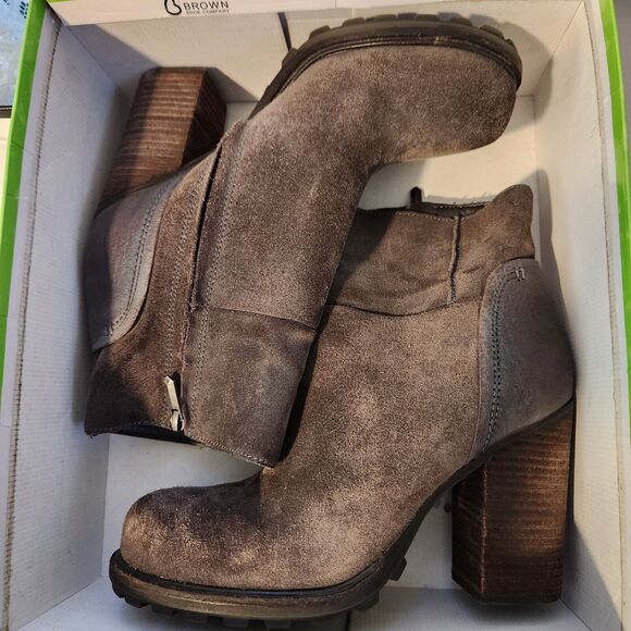 Sam Edelman Size 9.5 M Gray Suede Boots Franklin Distressed Heeled Ankle Bootie - Picture 15 of 16